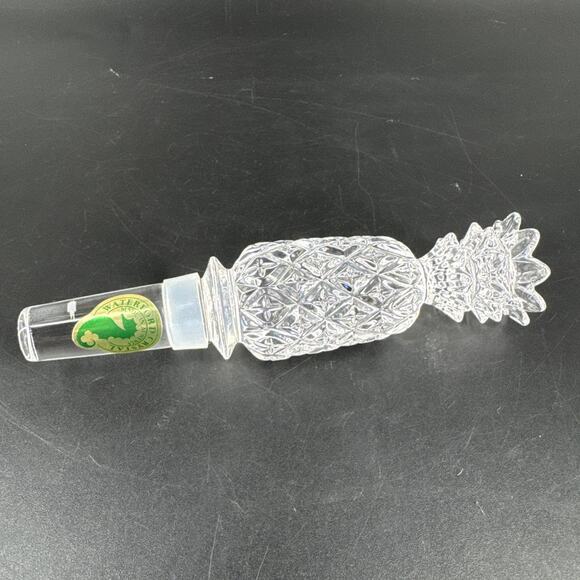 Waterford Crystal Wine Bottle Stopper, Pineapple Cut With Seahorse Sticker - Picture 3 of 9